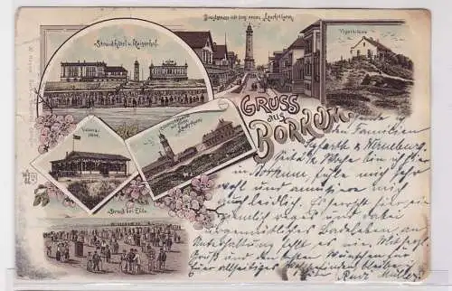 91507 AK Gruss aus Borkum - Strand, Hotel, Victoria-Höhe & Vogelkolonie 1895