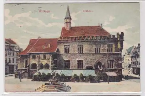 92231 AK Göttingen - Rathaus mit Springbrunnen 1914