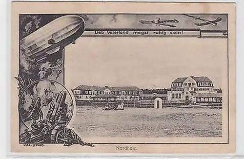 44798 Feldpost Ak Nordholz mit Zeppelin Marineluftschiff und Fliegern 1918