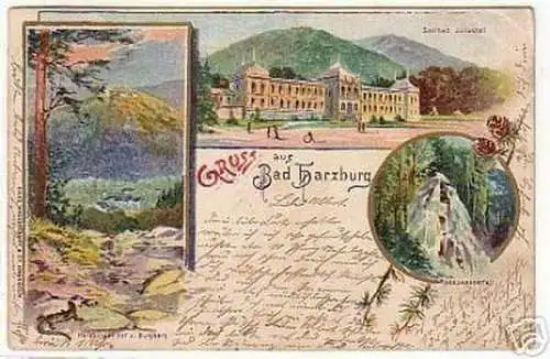 06834 Ak Lithographie Gruss aus Bad Harzburg 1899