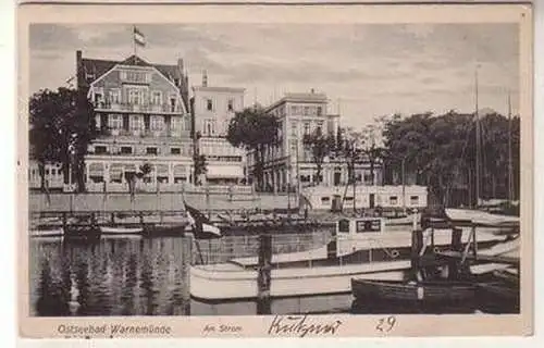 55080 Ak Ostseebad Warnemünde am Strom Hotel Janzen 1929