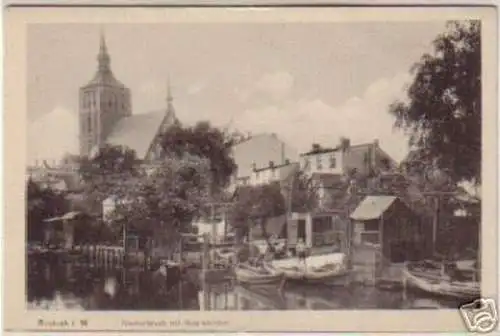 14710 Ak Rostock Fischerbruch mit Nicolaikirche um 1910