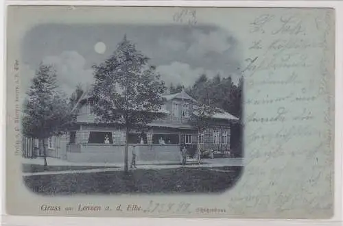 91058 Mondschein AK Gruss aus Lenzen an der Elbe - Schützenhaus 1899