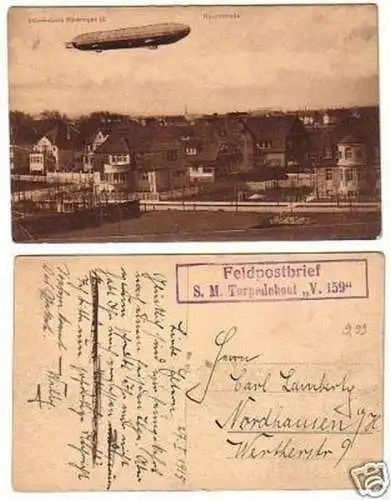 24249 Ak Rüstringen Rosenstraße mit Zeppelin 1915