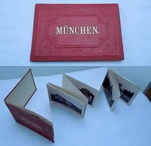 54193 Bilder Leporello Album von München mit 30 ausklappbaren Seiten um 1900