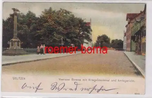 84975 Feldpost Ak Uelzen Veersser Straße mit Kriegerdenkmal 1915