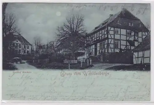 84694 Mondschein AK Gruss vom Wohldenberge - Gasthof Riechers 1899