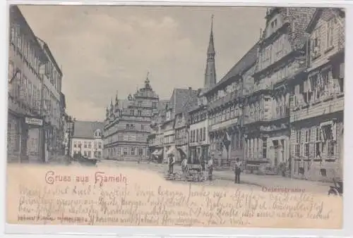 94921 Ak Gruss aus Hameln - Osterstraße mit Geschäften 1901