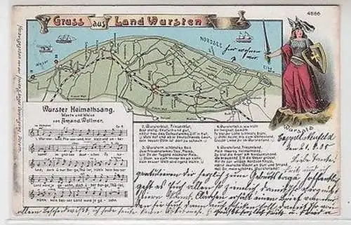 24691 Ak Lithographie Gruß aus Land Wursten an der Nordsee 1905