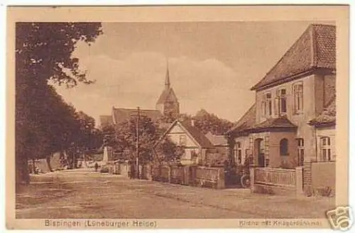 13482 Ak Bispingen Kirche mit Kriegerdenkmal 1929