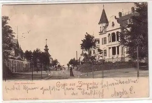 39272 Ak Gruß aus Zinnowitz neue Strandstrasse 1900