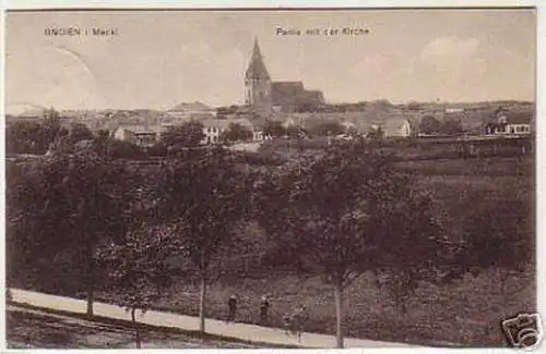 07336 Ak Gnoien in Meckl. Partie mit der Kirche 1917