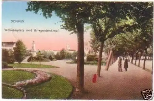 27412 Ak Demmin Wilhelmplatz & Kriegerdenkmal 1916