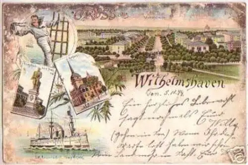 16593 Ak Lithographie Gruß aus Wilhelmshaven 1894