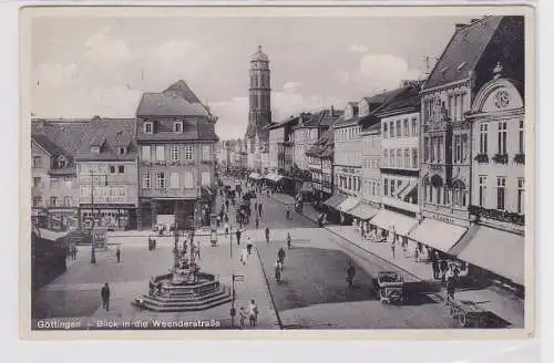 86539 AK Göttingen - Blick in die Weenderstraße, Straßenansicht mit Brunnen 1933