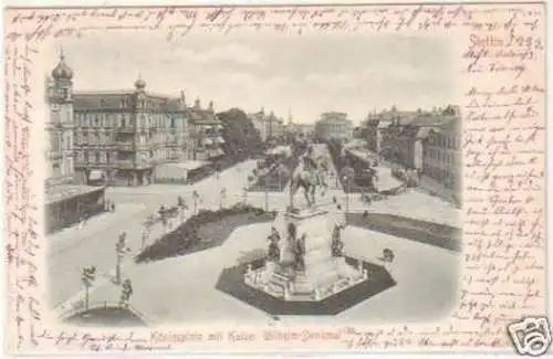 24327 Ak Stettin Königsplatz mit Denkmal 1905