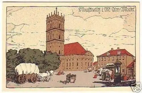 23655 Künstler Ak Neustrelitz am Markt um 1925