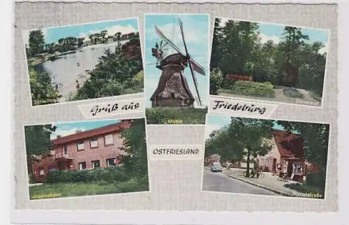 89965 Mehrbild Ak Gruß aus Friedeburg Ostfriesland mit Windmühle 1966