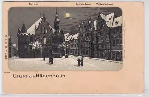 76500 Ak Gruss aus Hildesheim mit Rathaus Templerhaus und Wedekindhaus um 1900