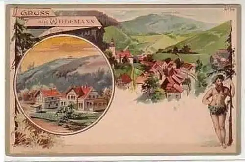 40483 Ak Lithographie Gruss aus Wildemann im Harz 1900