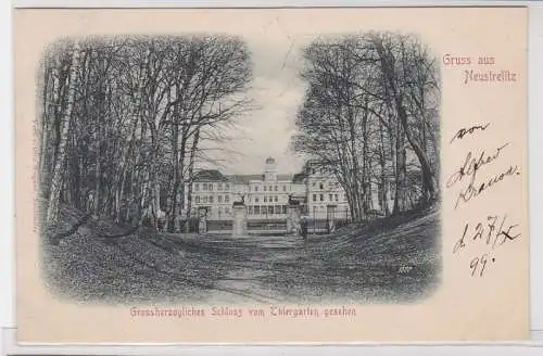 87938 AK Gruss aus Neustrelitz - Grossherzogliches Schloss vom Thiergarten aus