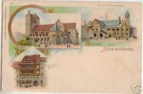 15528 Ak Lithographie Gruss aus Braunschweig um 1900