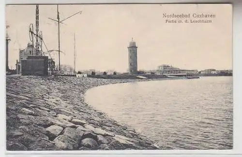 70090 Ak Nordseebad Cuxhaven Partie mit dem Leuchtturm 1914