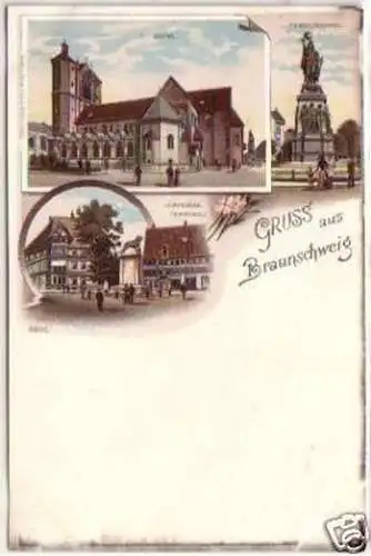 24459 Ak Lithographie Gruss aus Braunschweig um 1900