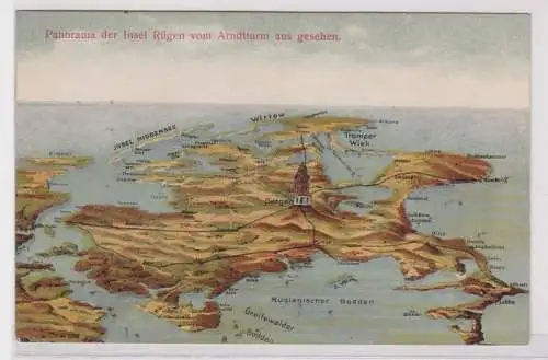 50264 Ak Panorama der Insel Rügen vom Arndtturm aus gesehen