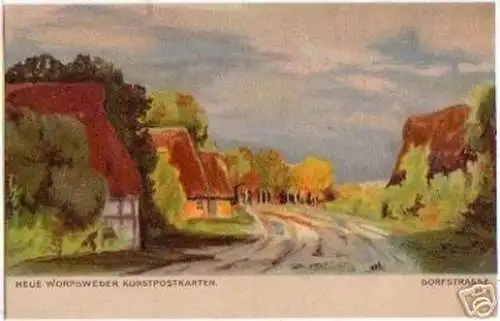 16720 Künstler Ak Worpswede Dorfstrasse um 1900