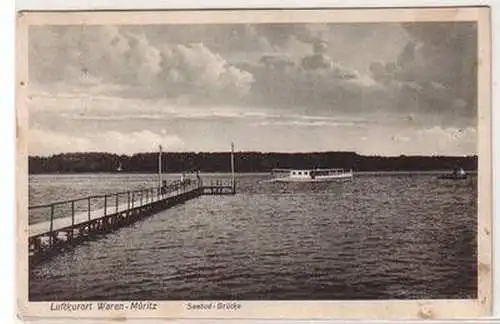 47219 Ak Luftkurort Waren Müritz Seebad Brücke 1929