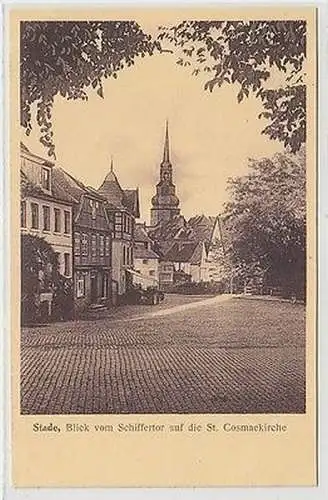 66261 Ak Stade Blick vom Schiffertor auf die St. Cosmaekirche 1930