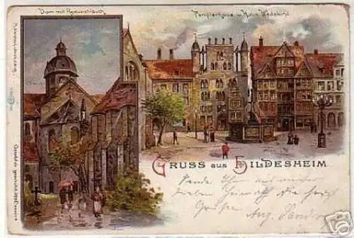 07701 Ak Lithographie Gruß aus Hildesheim 1898