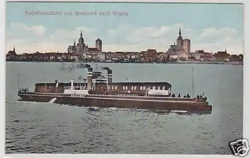 35621 Ak Trajektüberfahrt von Strasund nach Rügen 1920