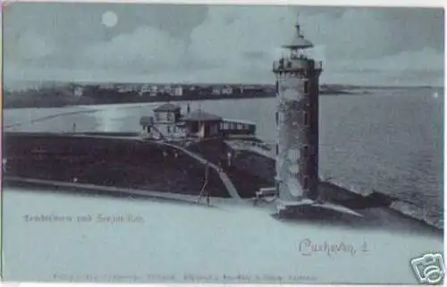 04114 Mondscheinkarte Cuxhaven Leuchtturm um 1900