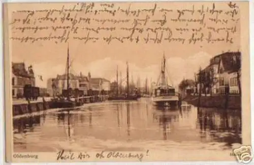 13392 Ak Oldenburg Hafen mit Booten 1912