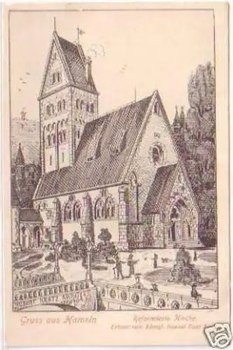 28367 Ak Gruss aus Hameln reformierte Kirche um 1900