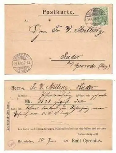 29089 Reklame Karte Firma Cyrenius Holzminden 1905