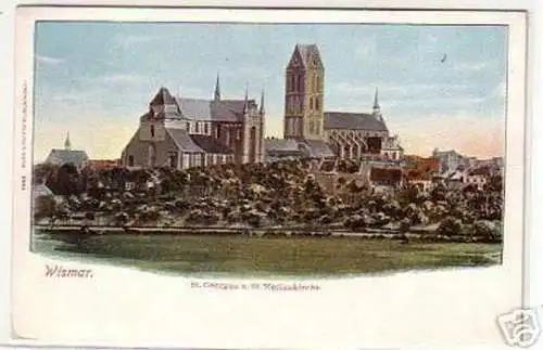 17447 Ak Wismar St.Georgen & St.Marienkirche um 1900