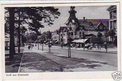 30067 Ak Gruß aus Zinnowitz Straßenansicht um 1940