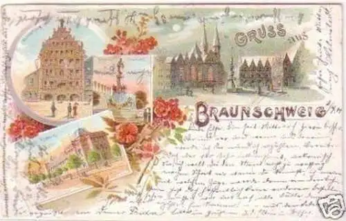 27878 Ak Lithographie Gruss aus Braunschweig 1900