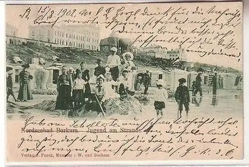 61906 Ak Nordseebad Borkum Jugend am Strande 1902