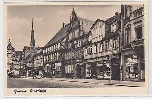 61663 Ak Hameln Osterstrasse mit Geschäften um 1940