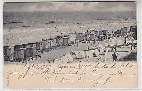 62557 Ak Gruß aus Borkum Strand mit Herrenbad 1898