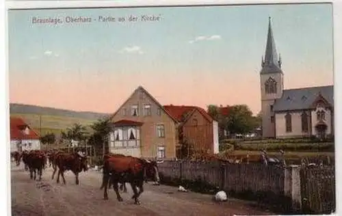 56287 Ak Braunlage Oberharz Partie an der Kirche um 1910