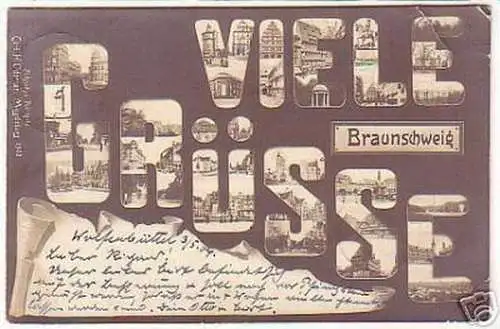 08277 Mikroskop Ak Viele Grüße aus Braunschweig 1904