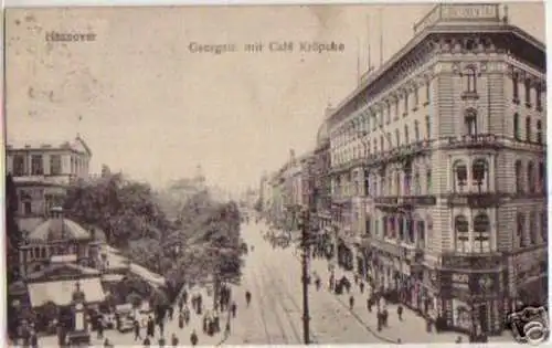 11631 Ak Hannover Georgstraße mit Café Kröpcke um 1910