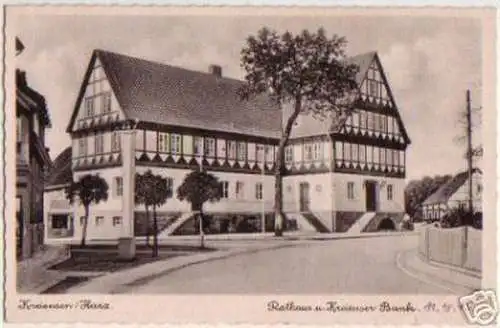 11171 Ak Kreiensen Harz Rathaus & Kreienser Bank 1942