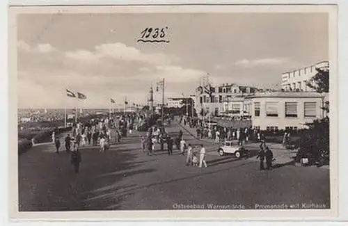 34747 Ak Ostseebad Warnemünde Promenade mit Kurhaus 1935