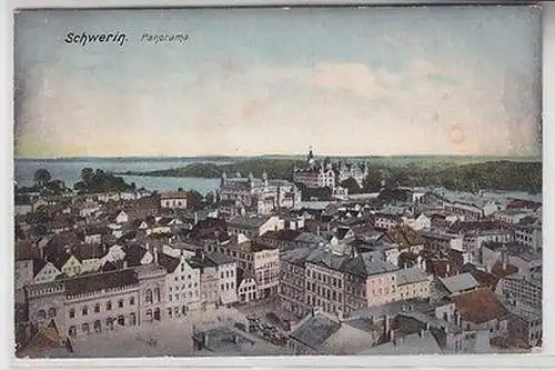 65747 Ak Schwerin Panorama 1917